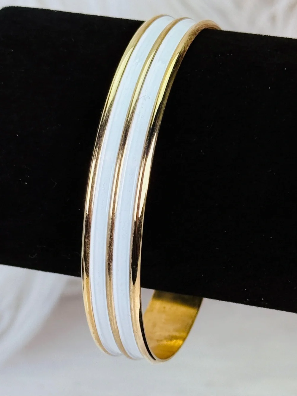 Elegant Goldtone and White Napier Bangle Bracelet